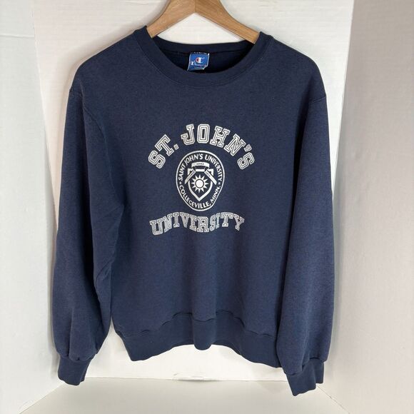 Champion Other - Vintage St John’s University Crewneck Sweatshirt, Large, Dark Blue, Champion,
